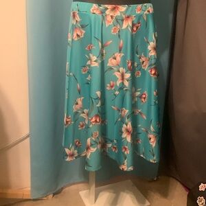 Fashion to Figure Floral Midi Skirt - Teal and Pink